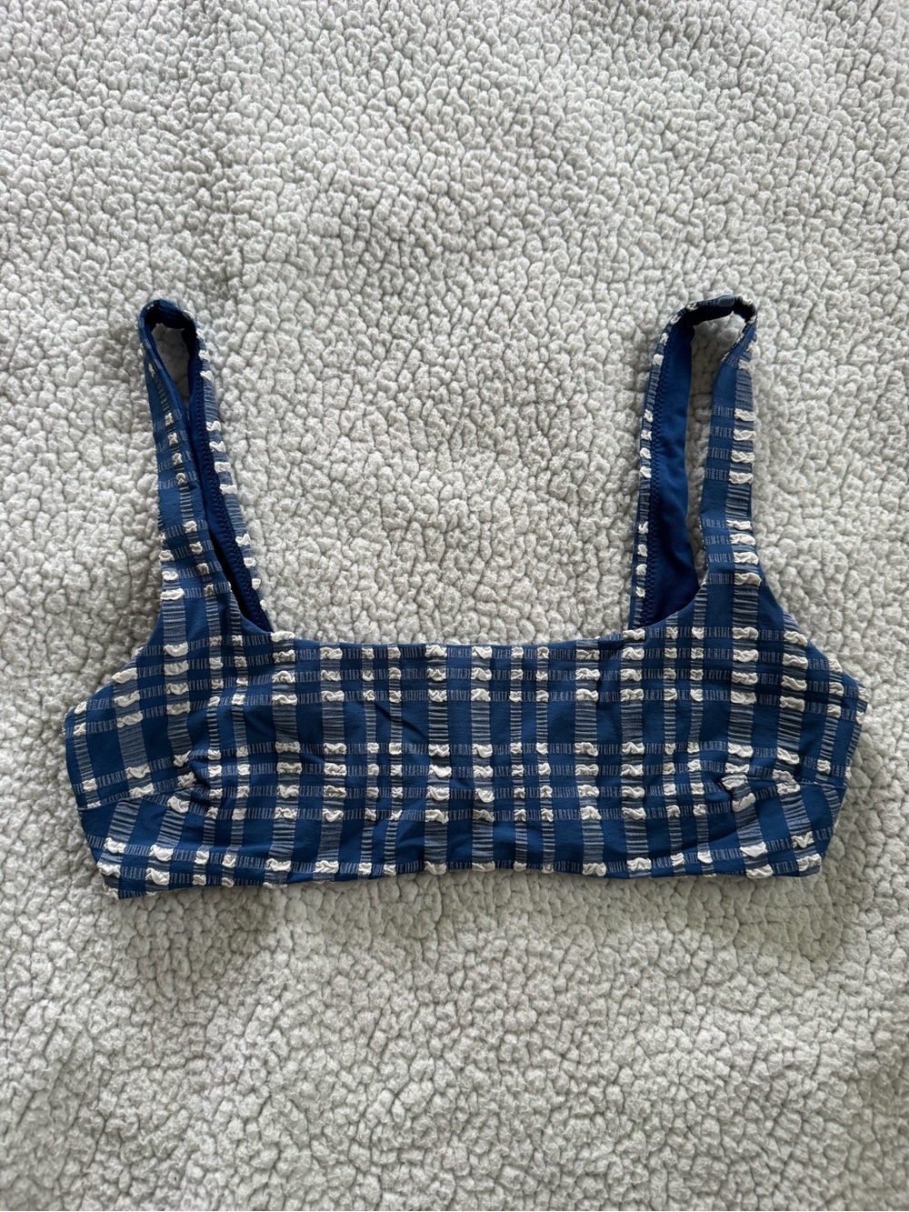Aerie Blue and White Plaid Bikini Top